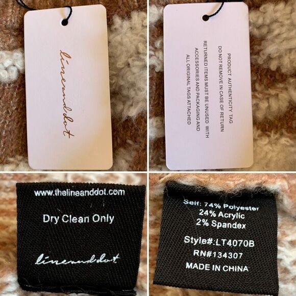 LINE & DOT Houndstooth Plush Sweater Tan Size S - Picture 11 of 12